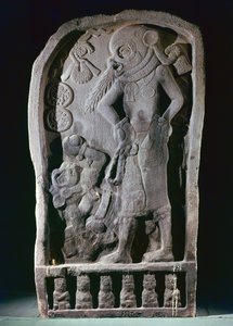 Stèle met een balspeler, uit Guatemala, Klassieke Periode, 600-950